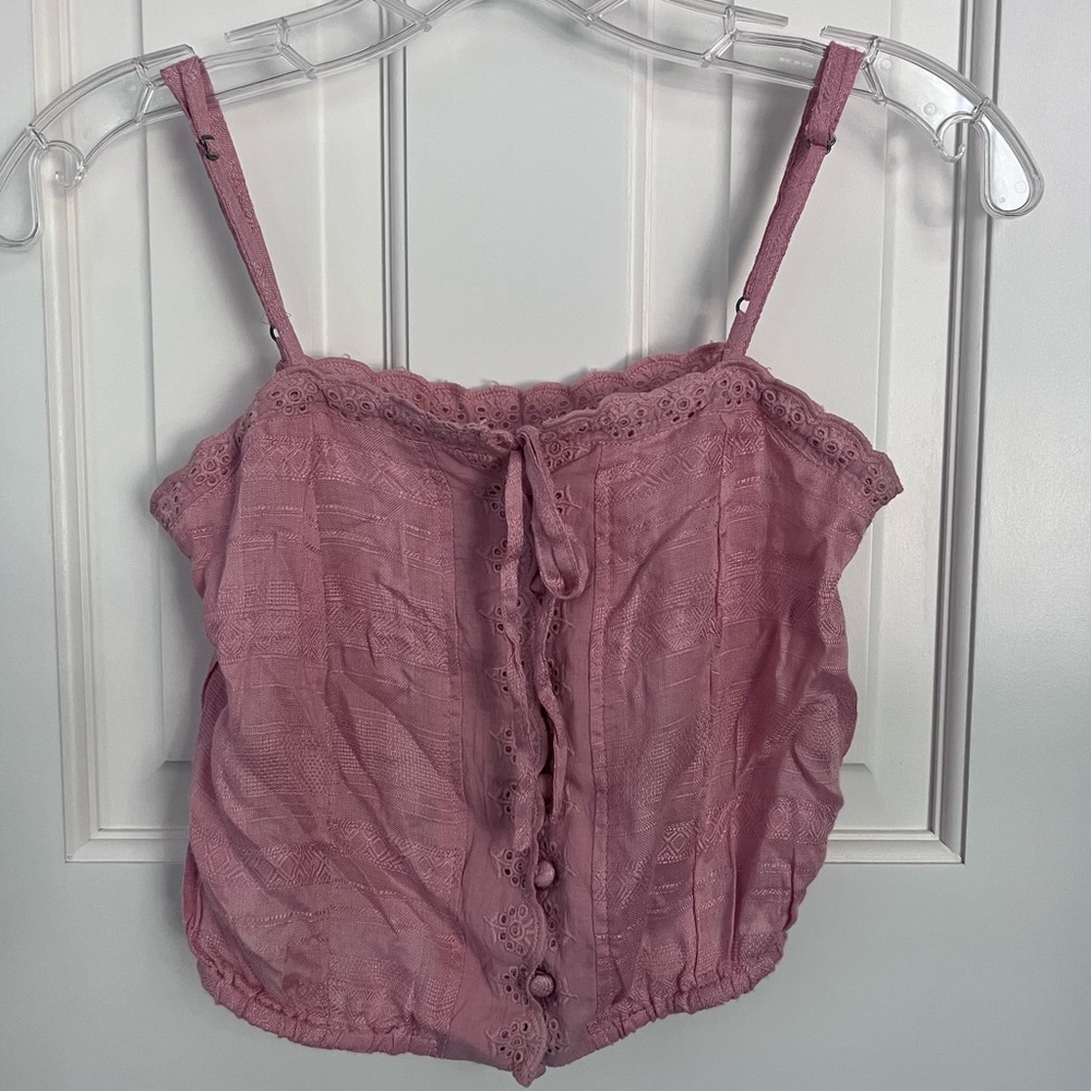 Aeropostale Rose Pink Button Front Camisole Top Size XS NWT